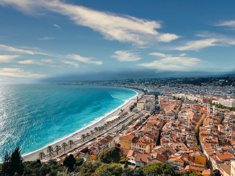Driving along the French Riviera coastline
